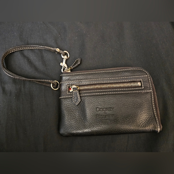 Dooney & Bourke Brown Leather Wristlet with Zip Pocket